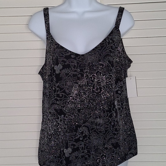 Alex Evenings Tops - Alex Evening black shimmer sleeveless tank NWT